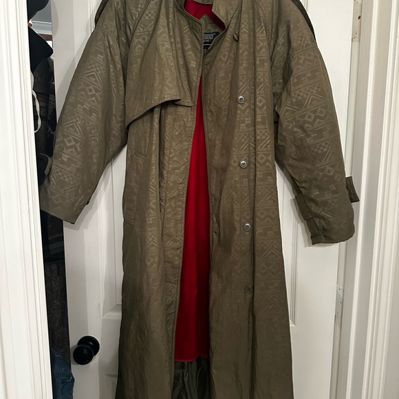 Olive Green Patterned Women’s Coat - Picture 1 of 3